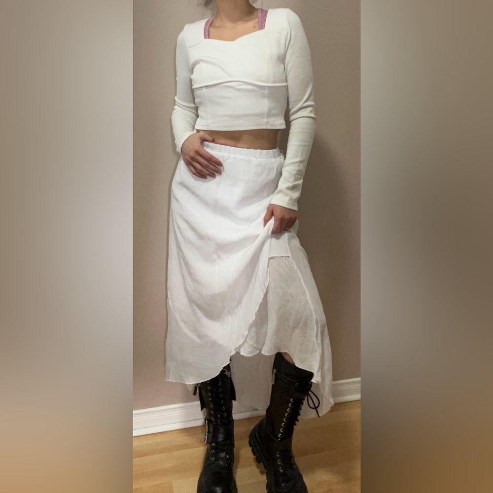 3 for $20 / High-Low Midi White Skirt